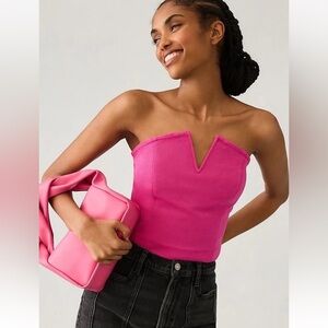 Anthropologie Maeve Strapless Corset Top XL Pink